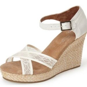Toms Wedges - NWOT White Lace